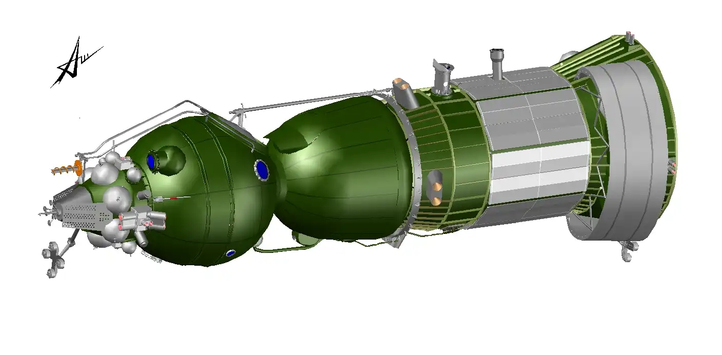лунный орбитальный корабль ЛОК комплекса Н-1 – Л-3, графика А.Шлядинского