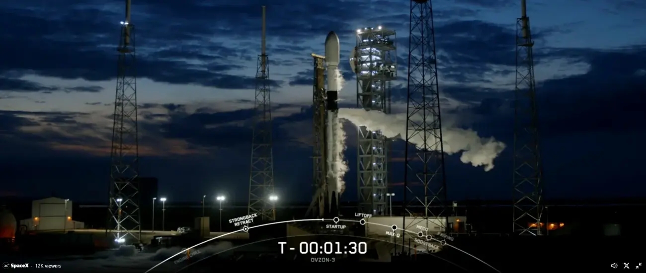 SpaceX запустила шведский спутник связи Ovzon-3