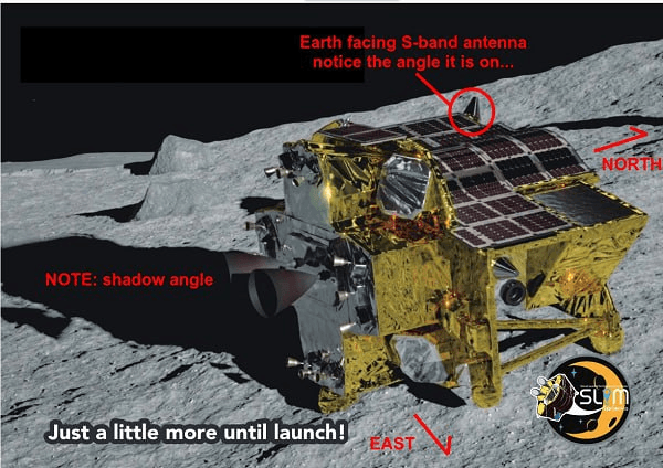 Возможное положение модуля SLIM на поверхности Луны | twitter.com |  Scott Tilley