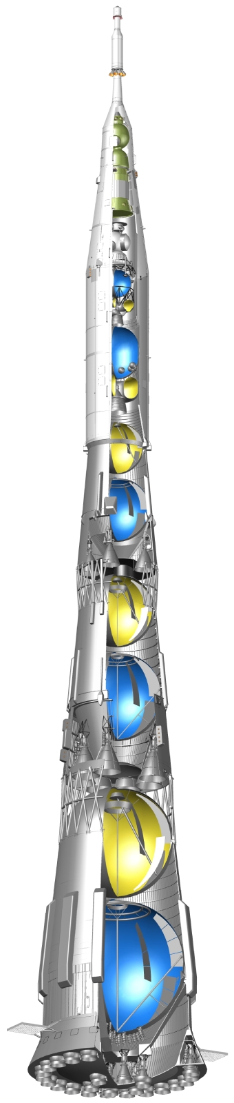 6. Схема ракетно-космического комплекса Н-1 – Л-3. Графика А. Шлядинского