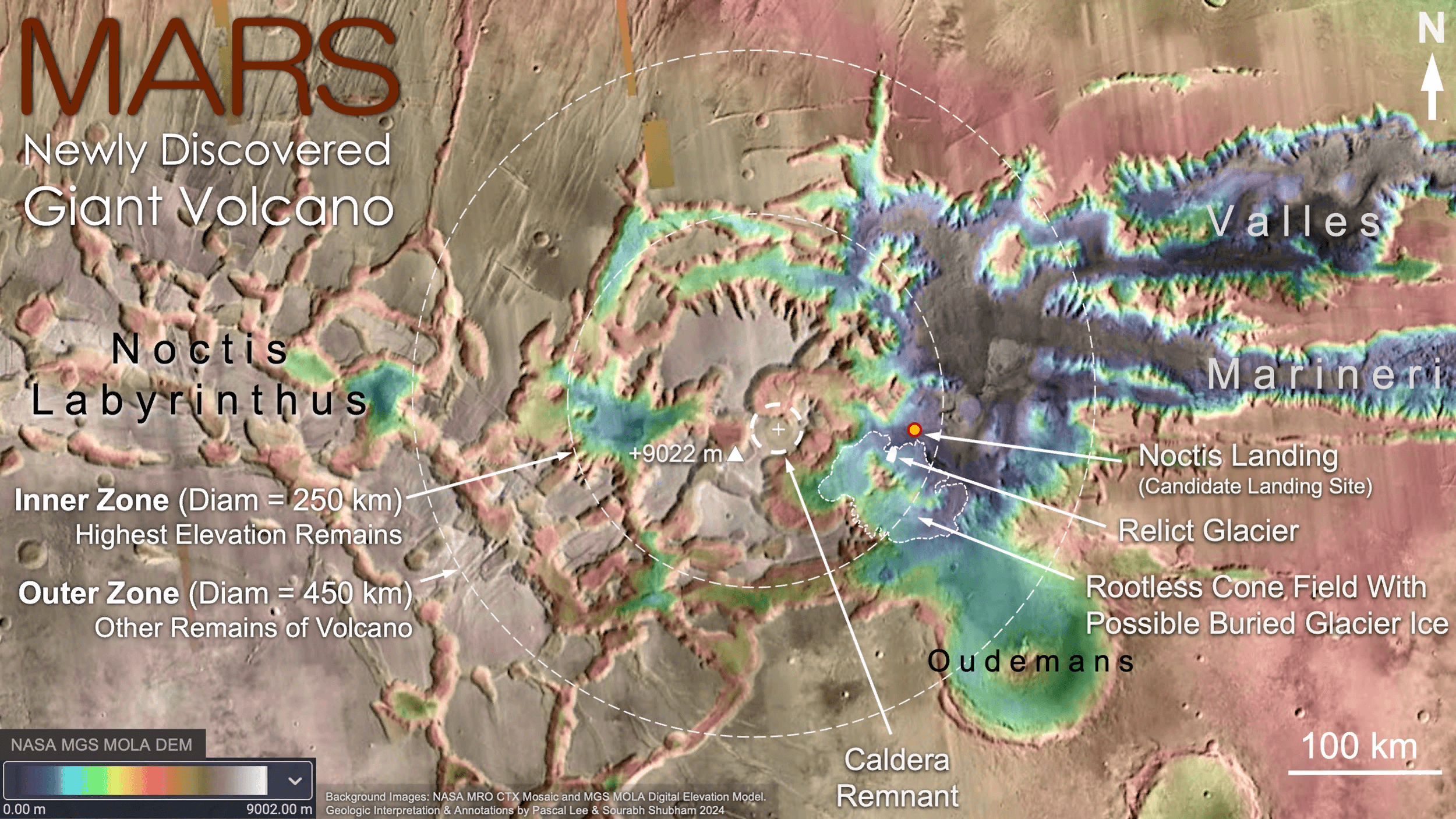Топографическая карта вулкана Ноктис